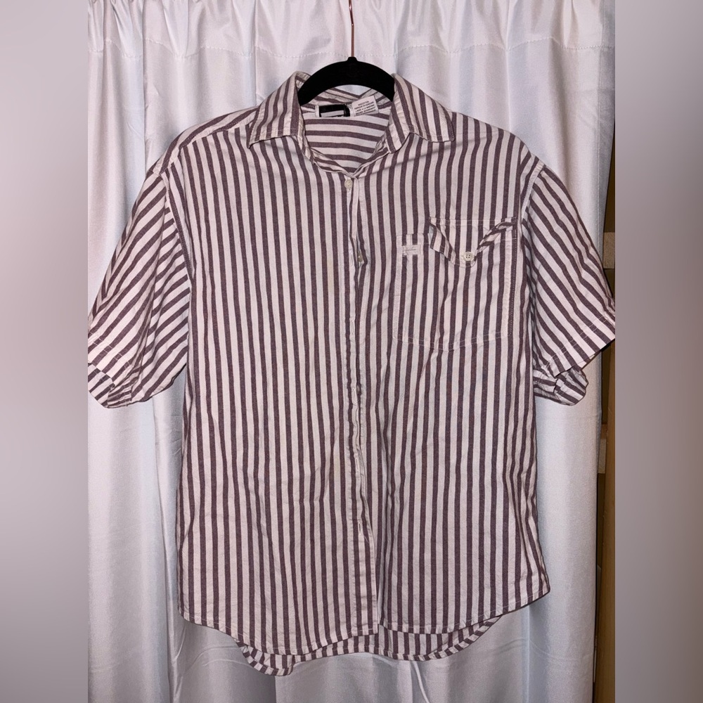 ILIO Striped Retro button down top